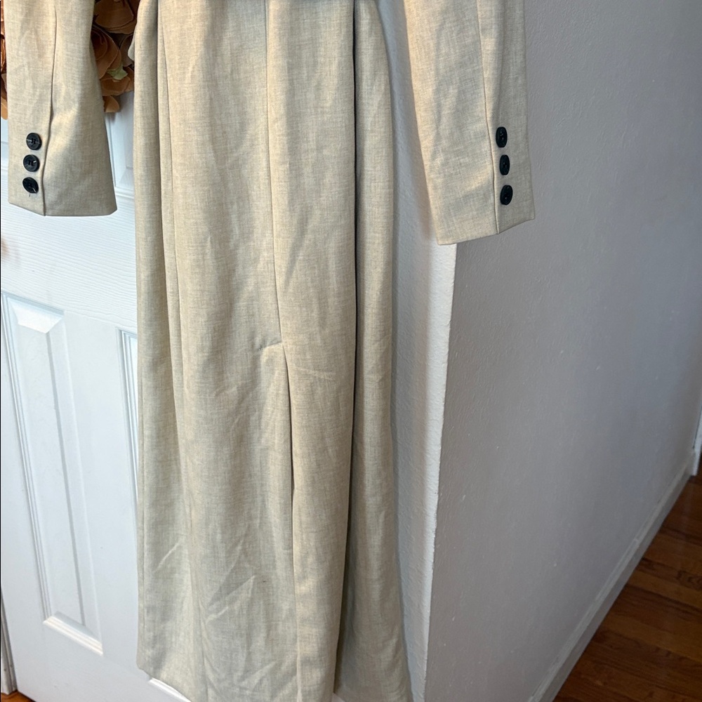 Avec Les Filles Long Trench Coat Belted Tan Size XS EUC - Picture 5 of 5
